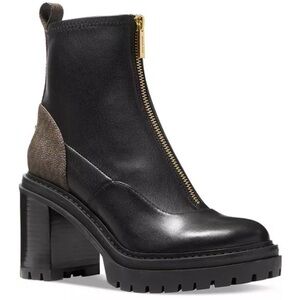NIB Michael Kors Cyrus Zip Casual Leather Heeled Booties